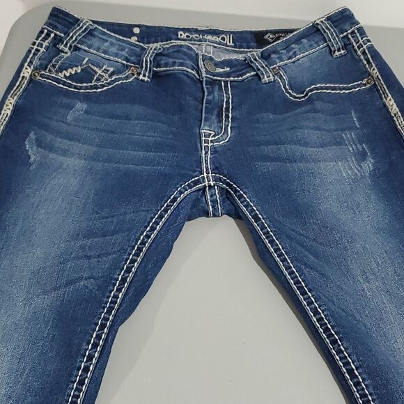 ROCK & ROLL dark wash 30x32 rival low rise boot cut jeans - Picture 5 of 8